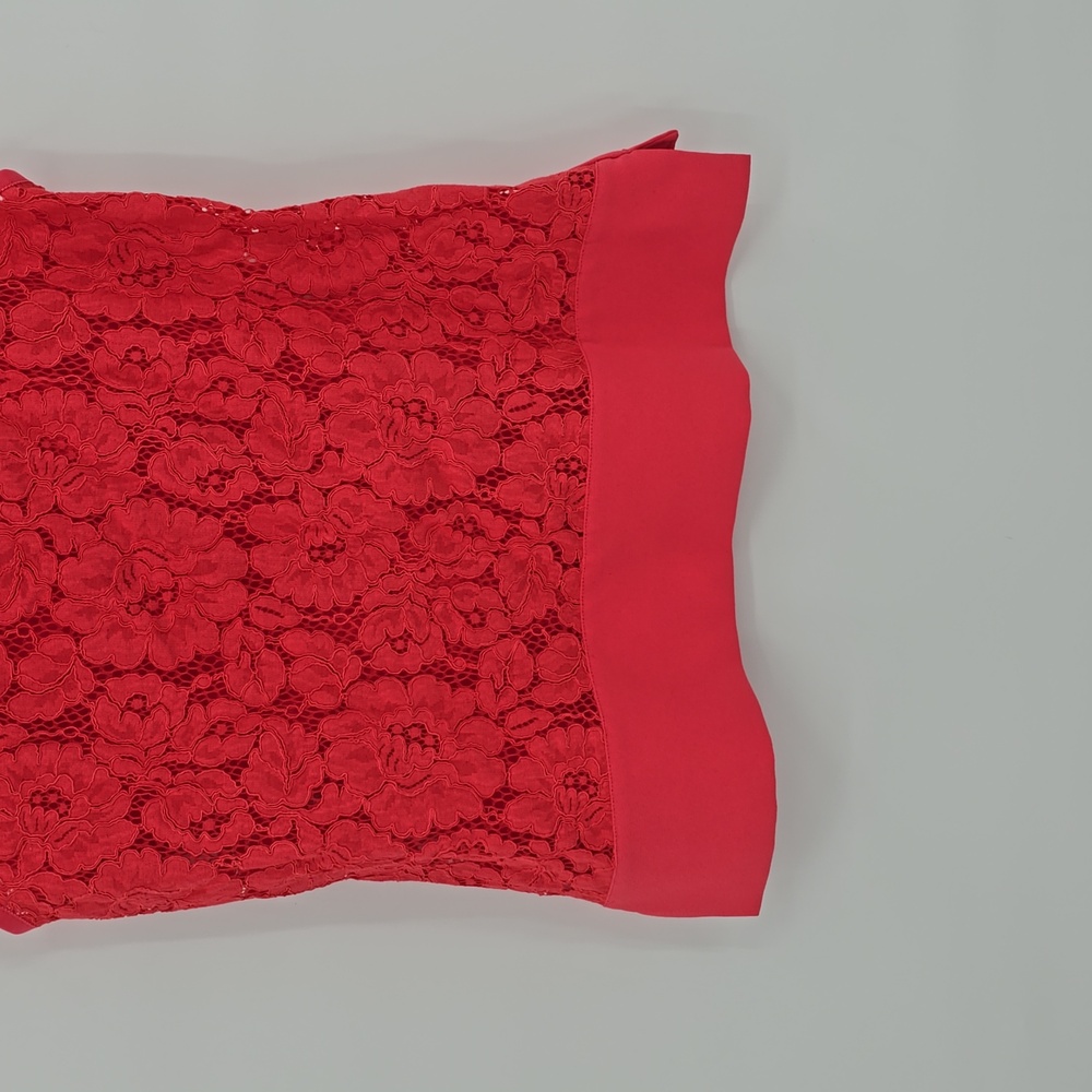 Ted Baker Coral Polyester Lace Back V-neck Sleeveless Blouse Women’s Size 0 - Picture 6 of 7